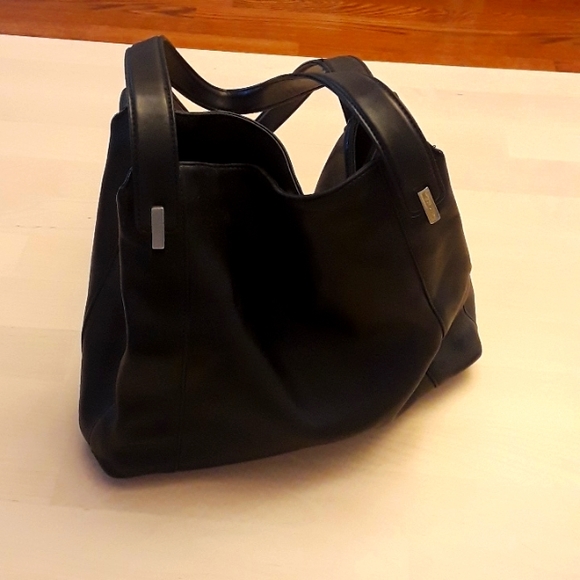 Vintage 90s 100% Leather Nine West Black Shoulder Bag - Picture 3 of 15